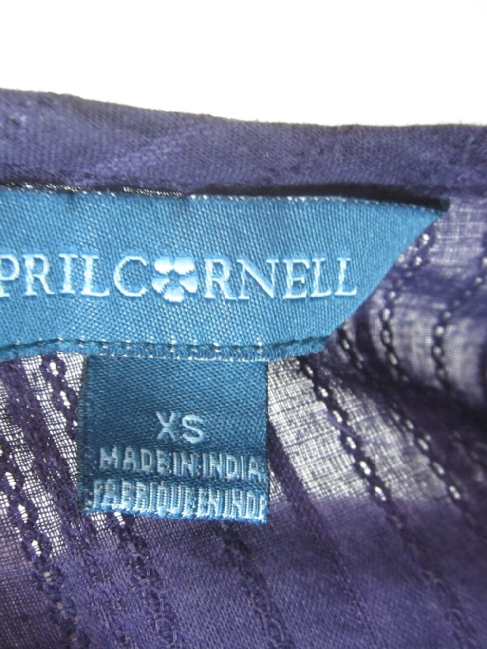 April Cornell Purple Size XS Dress Embroidered 3/4 Short Sleeve Tie Back Belt - Picture 11 of 13